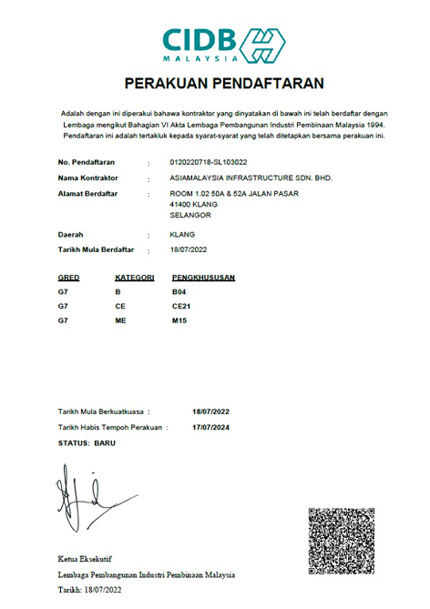 Malaysian Construction Company Certification